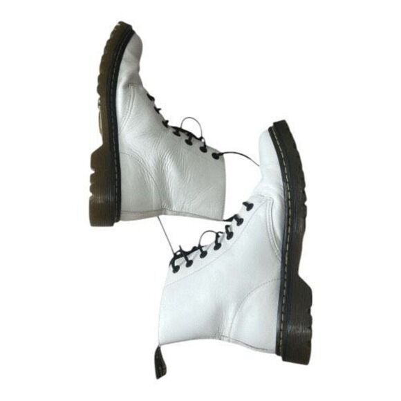 Dr. Martens Women Size 11 Luana White Black Boots Lace Up Combat Round Toe AW004 - Picture 6 of 11